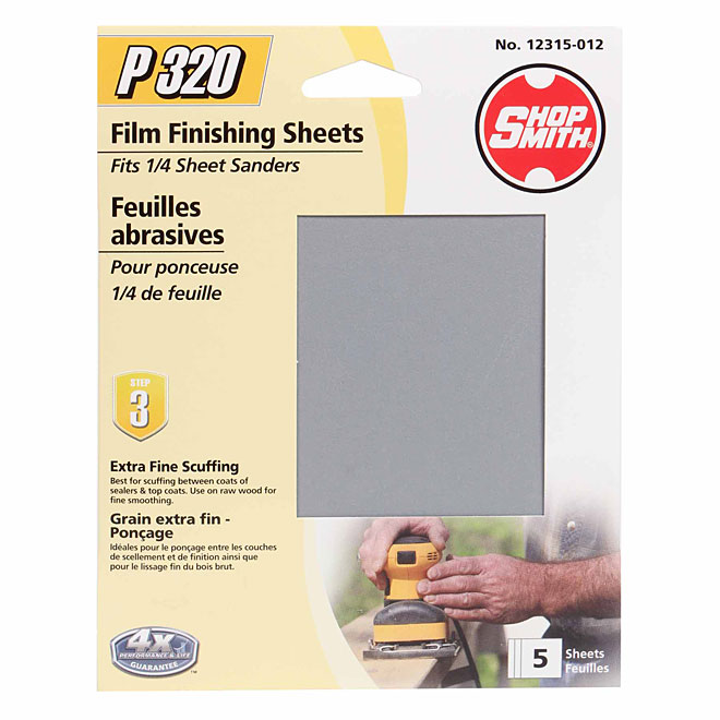 1/4" Sander Sheets - 320 Grit - 5-Pack