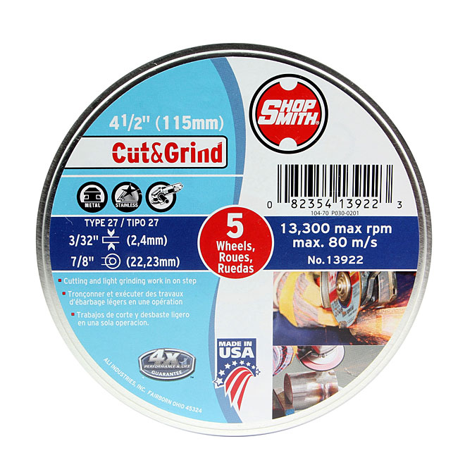 Metal Cutting Wheel - Cut&Grind - 4 1/2" - 5-Pack