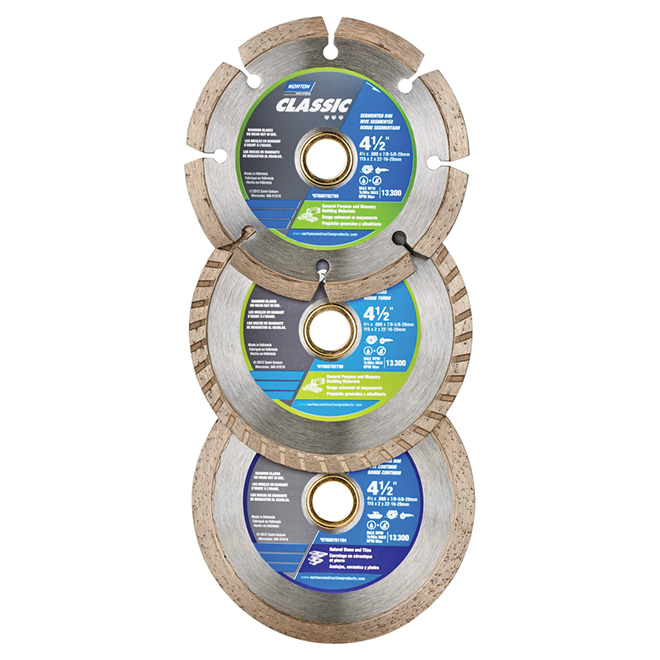 Lames de scie circulaires en diamant, 4,5 po, paquet de 3