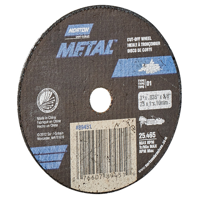 3" x 5/16" x 3/8" Black Cut-Off Wheel for Metal