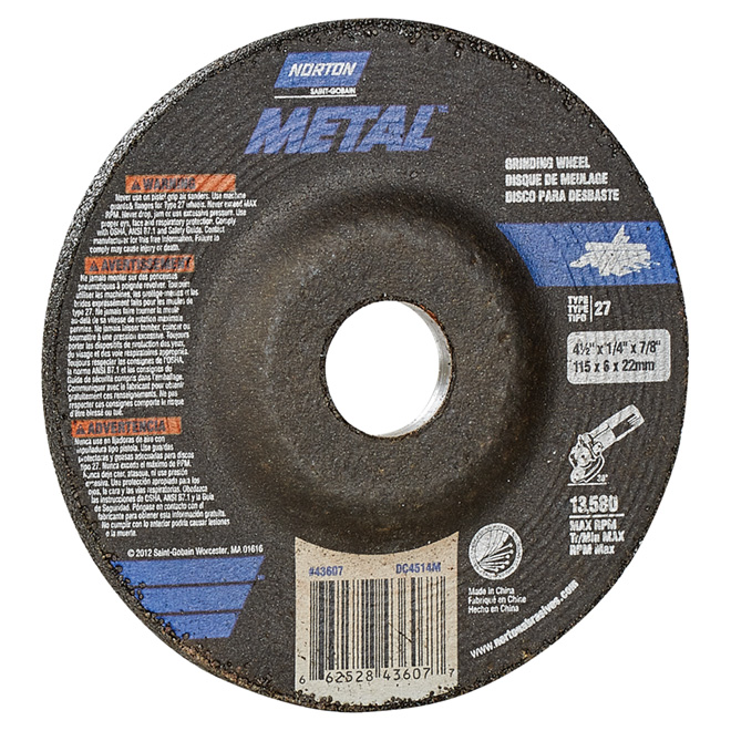 Metal Depressed Centre Grinding Wheel - 4 1/2"