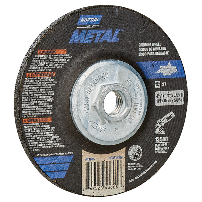 Metal Depressed Centre Grinding Wheel - 4.5"