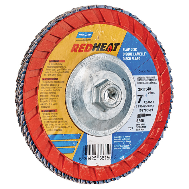 "RedHeat" Flap Disc - 40 Grit - 7"