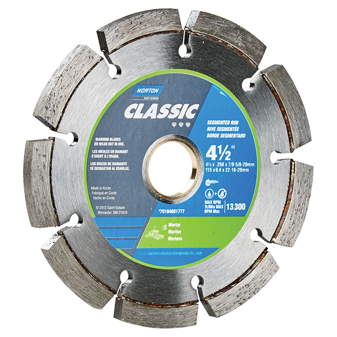 Lame à rejointoiement segmentée « Classic », diamant, 4,5 po