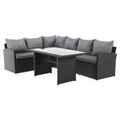 Wicker Patio Sectional Dining Set - 3 Pieces