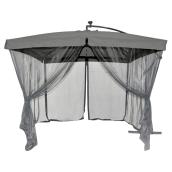 Solar-Light Cantilever Umbrella with Netting - 10' - Grey