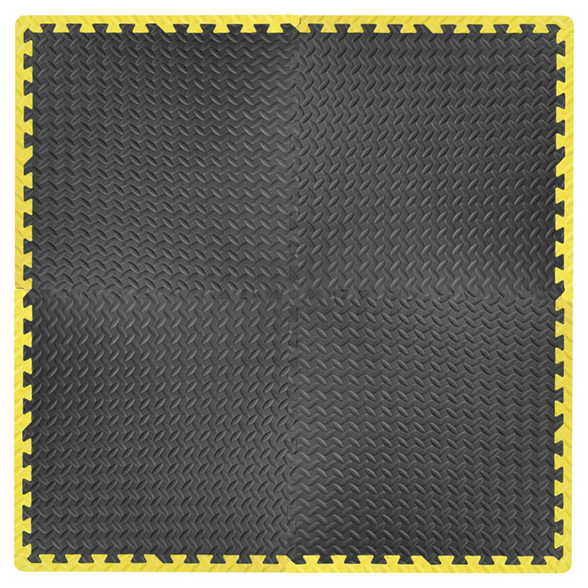 Foam Mat - Anti-fatigue - Grey and Yellow - 4 Pack
