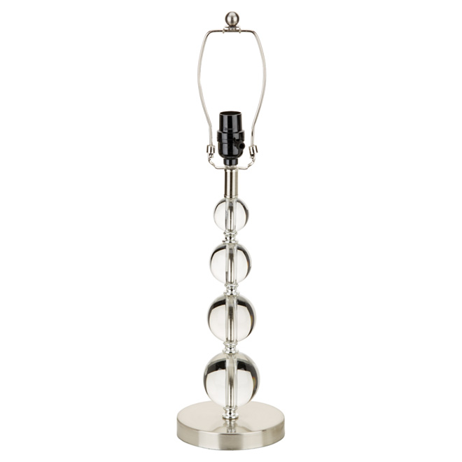Pied de lampe, boules de verre, 18,75", acier brossé