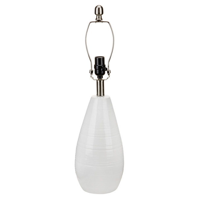 Pied de lampe goutte d'eau, 18", blanc brillant