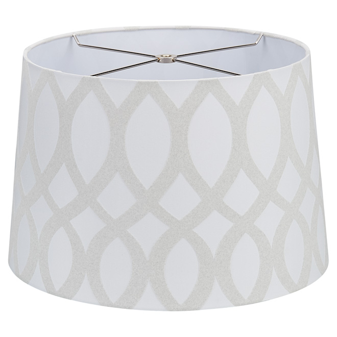 Abat-jour en tissu treillis/lin, 15", gris deux tons