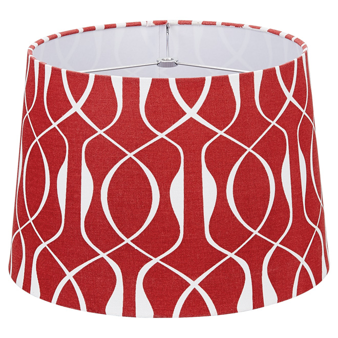 Abat-jour en lin, 13 po, blanc/rouge