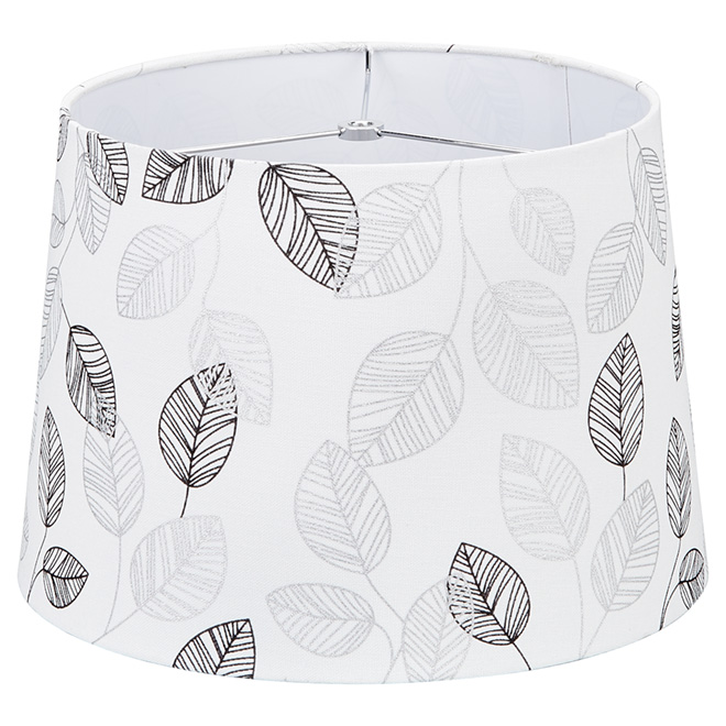 "Leaves/Linen" Lamp Shade - 13" - White/Grey