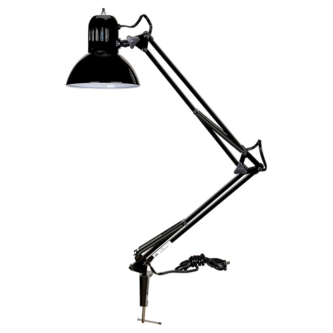 Lampe de bureau à pince et bras pivotant, 37,5", noir
