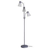 Lampe sur pied, trois bras à col de cygne, argent