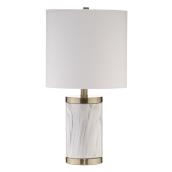 Lampe de table, abat-jour blanc, base en marbre et laiton