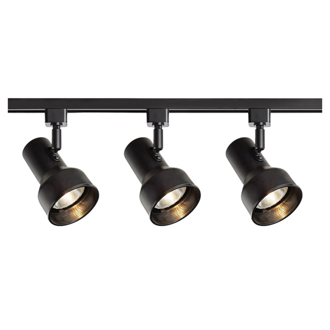 3-Light Step Linear Track Lighting Kit - Black