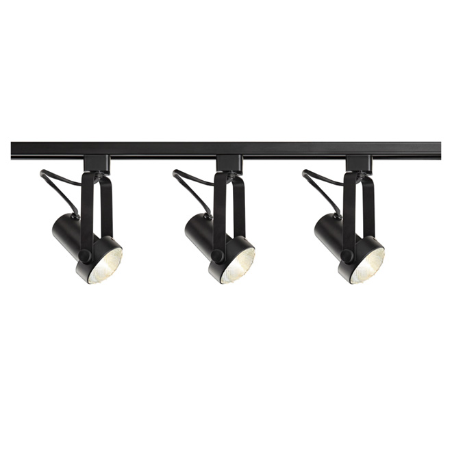 Ensemble de 3 projecteurs sur rail, noir