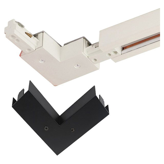 Connecteur à 90 degré pour rail d'éclairage, noir et blanc