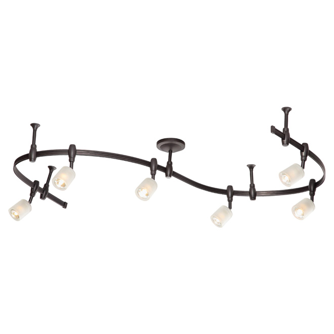 Ensemble de 6 projecteurs sur rail flexible, bronze huilé