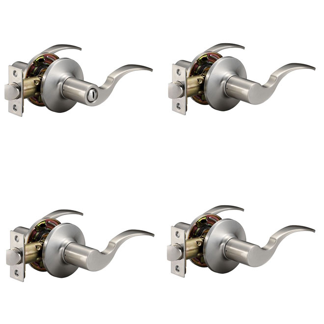 Leviers de porte « Shelby », nickel satiné, paquet de 4