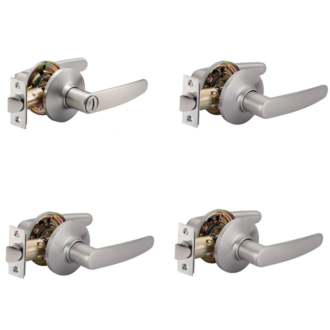 Set of 4 Hawthorn Door Lever - Satin Nickel