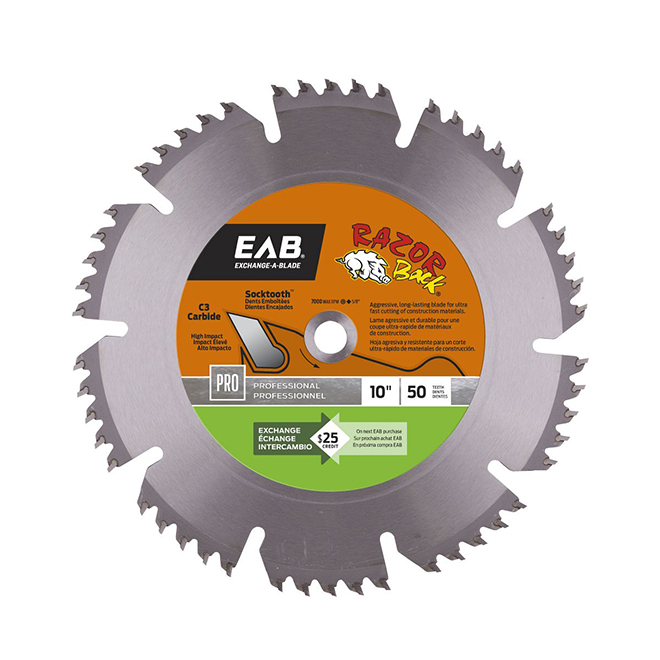 "Razor Back" Circular Saw Carbide Blade- 10" -50TH