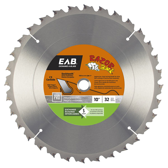 "Razor Back" Circular Saw Carbide Blade- 10" -32TH