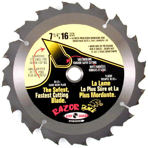 "Stay Sharp" Razor Back Carbide Blade -7 1/4"-16TH