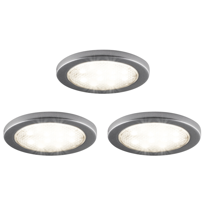 Rondelles d'éclairage DEL sous-comptoir, 2 1/4", pqt de 3