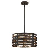 Suspension, 3 lumières, apparence rétro, bronze huilé
