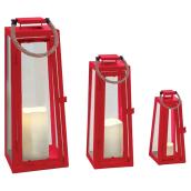 Lanternes à bougie sans flamme, rouge, ensemble de 3