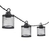 String Lights - 10 LED lights - in Black Metallic Cages
