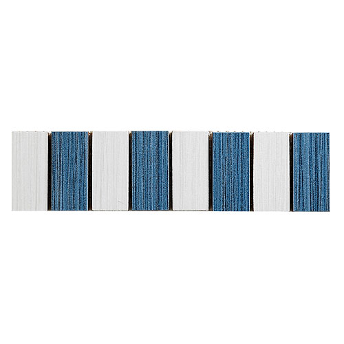 Céramique murale, 2" x 8", blanc/bleu