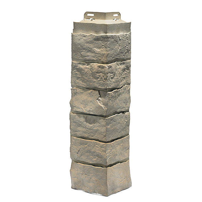Smoke Grey Stacked Stone Corner 6" x 21 1/4"