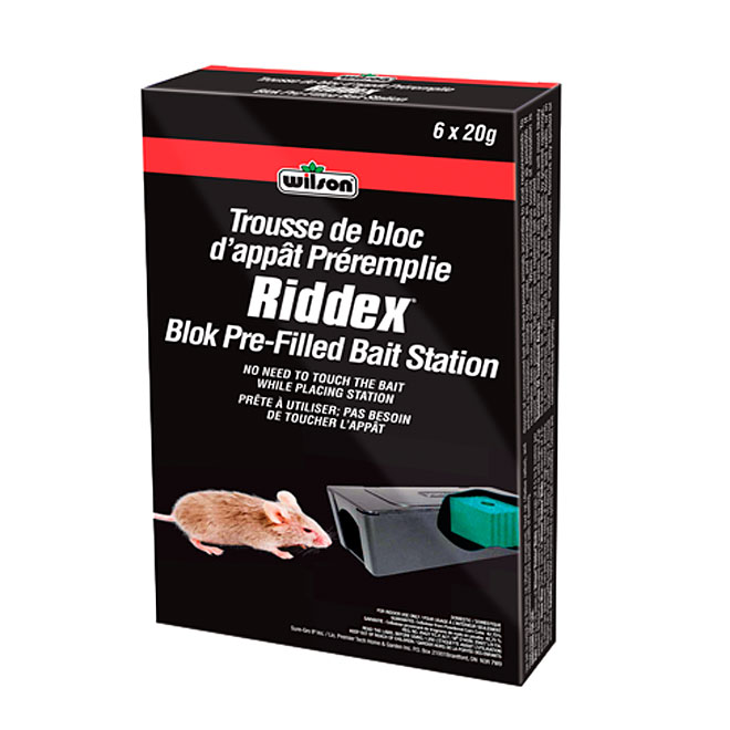 "Riddex" Indoor Block Prefilled Bait Station for Mice