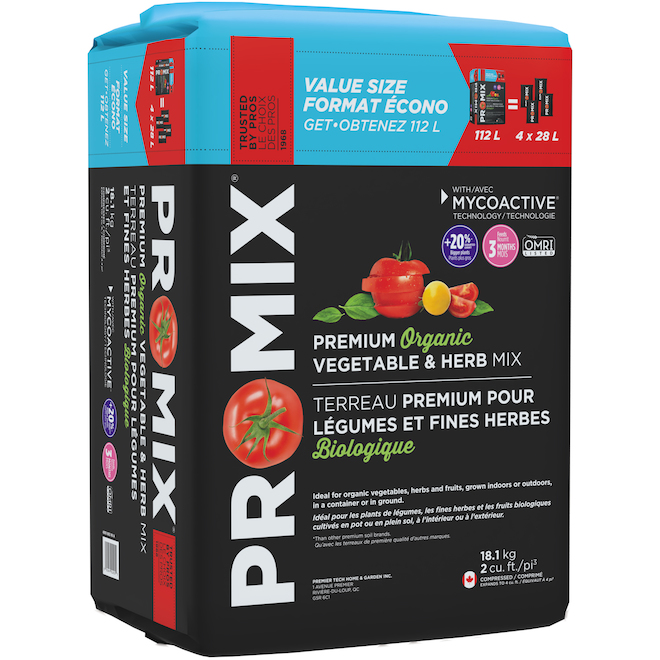 "Premium" Organic Vegetable and Herb Mix - 56 L