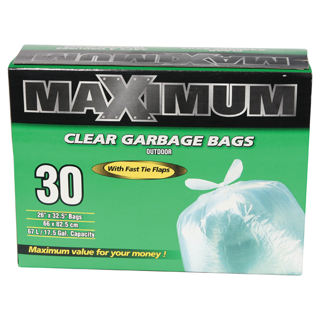 Sacs à déchets d'extérieur, transparent, boîte de 30