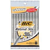 Stylos à bille, Round Stic, pointe moyenne, noirs, 10/pqt