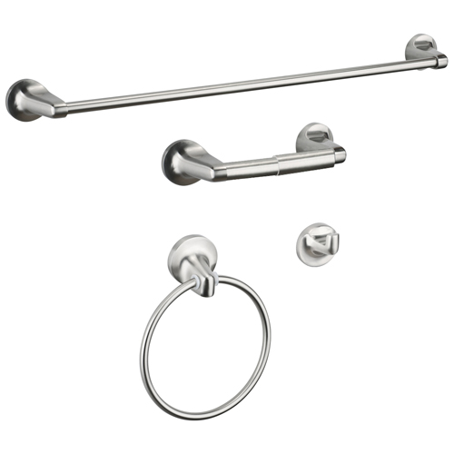 Uberhaus 4-Piece Bathroom Accessory Set - Brushed Nickel