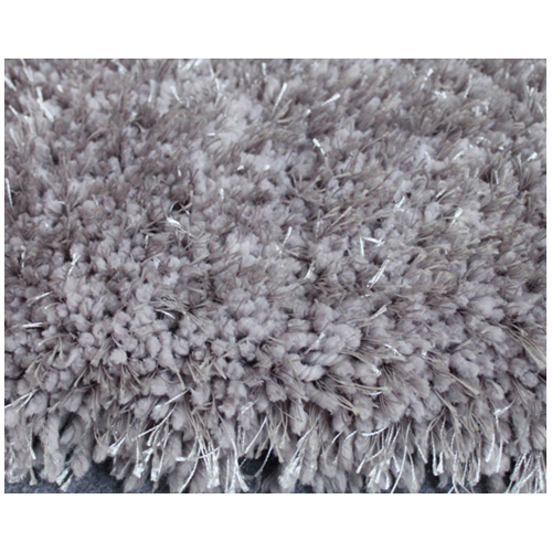 Tapis à longs poils, 4' x 6', polyester, argent