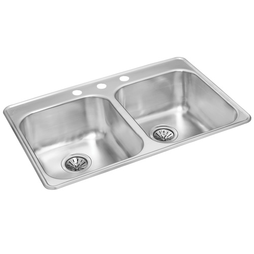 Double Bowl « Wessan », Stainless Steel - 32 x 21"