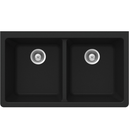 Double Bowl « Cristadur », Granite, Black - 33 x 18 1/2"