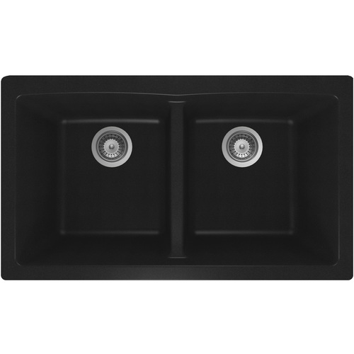 Double Bowl « Cristadur », Granite, Black - 31 x 20 1/2"