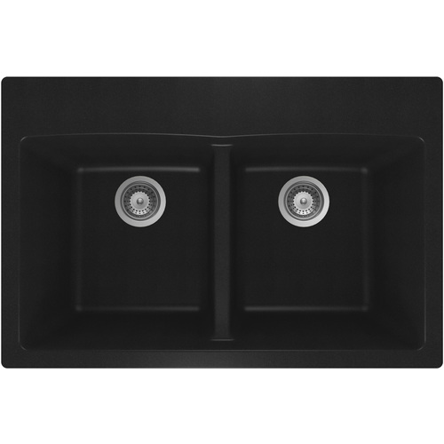 Double Bowl « Cristadur », Granite, Black - 31 x 20 1/2"
