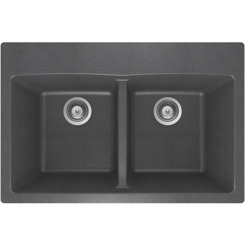 Double Bowl « Cristadur », Granite, Steel - 31 x 20 1/2"