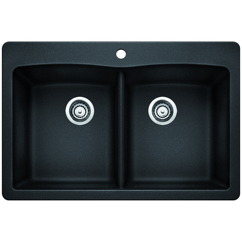Double Sink Diamond - Silgranit® - Anthracite - 33 x 22"