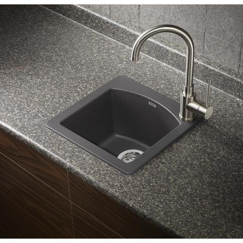 Single Sink Diamond - Silgranit® - Cinder - 15 x 15"