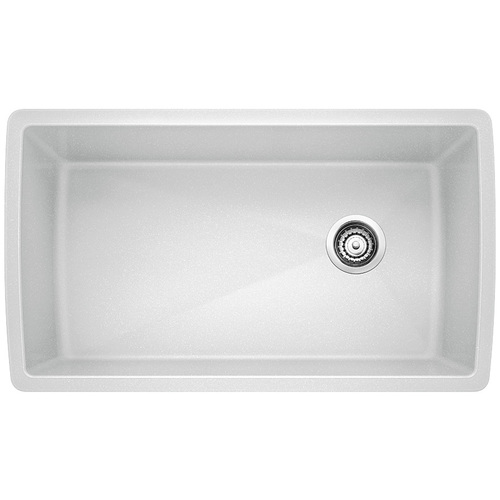 Évier Simple « Diamond », Silgranit®, blanc, 33.5 x 18.5"