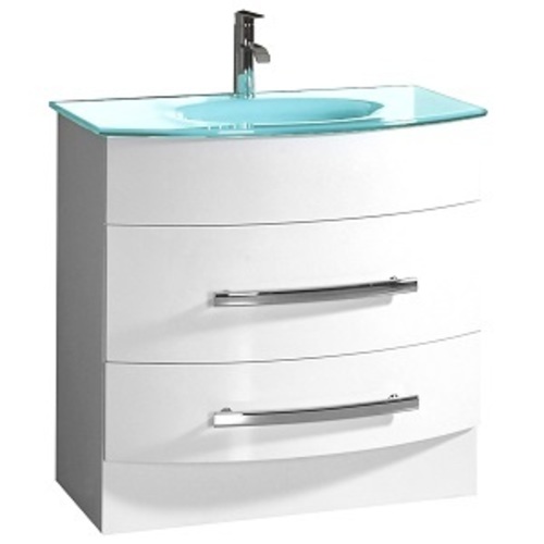 Mirabel Vanity And Sink 2 Drawers - White Lacquer MDF