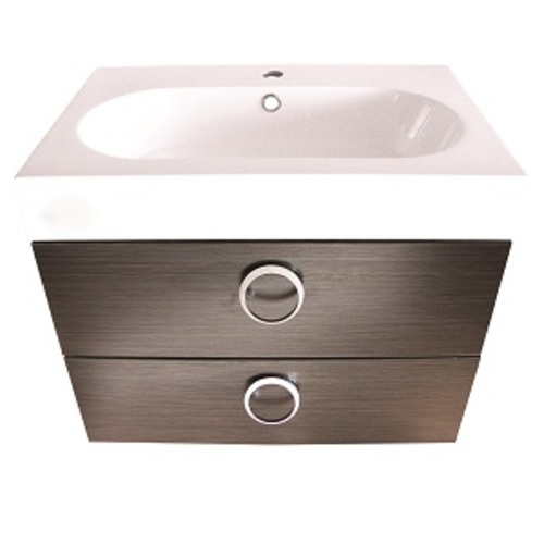 Relax Wall Mounted Vanity Set 2 Drawers - Silver grey
